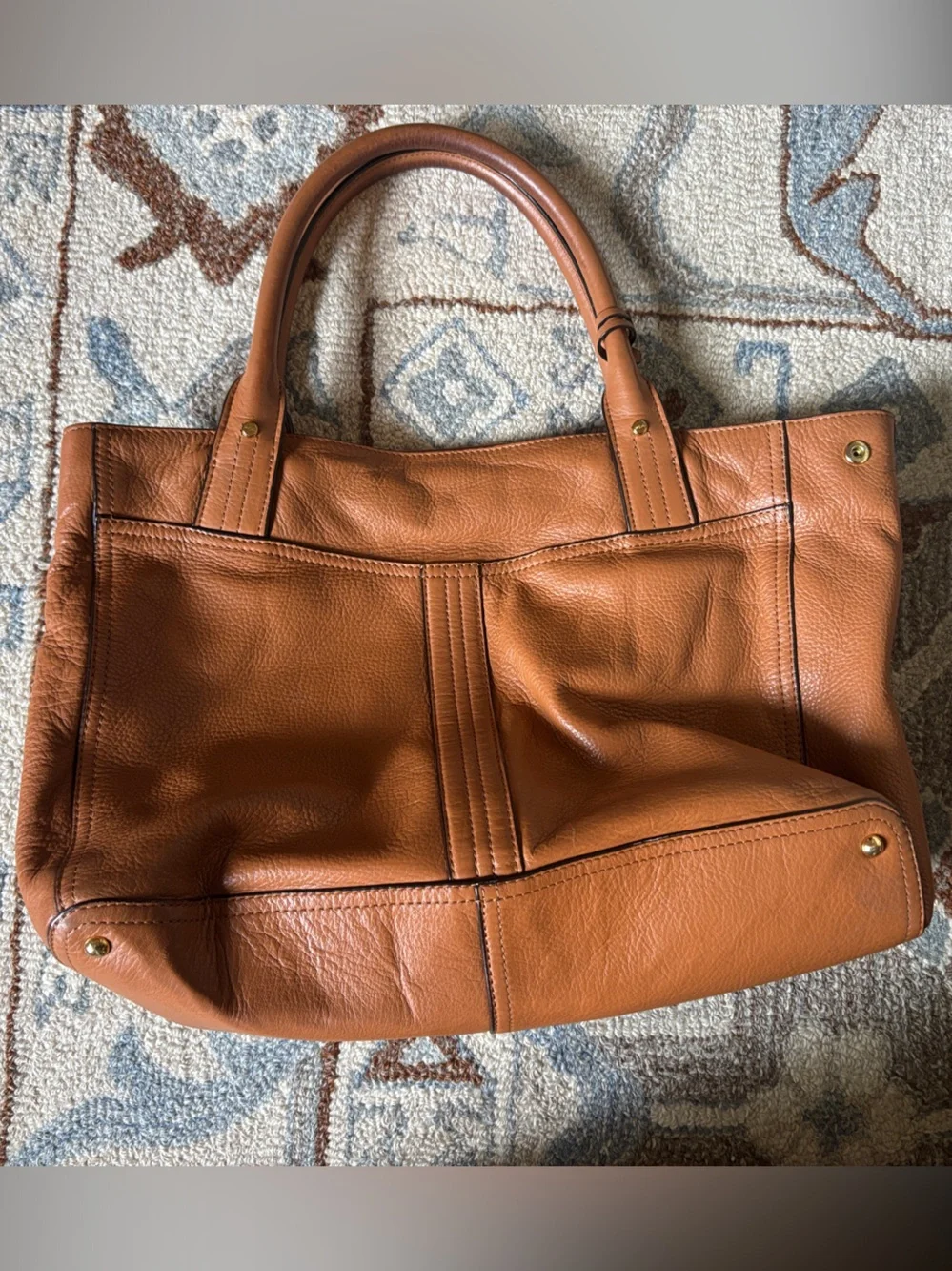 Ralph Lauren Leather Tote Bag in Cognac Brown - Classic Women's Handbag